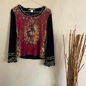 vintage||grunge||y2k||alt||goth|| see through/mesh, angel art, long sleeve top